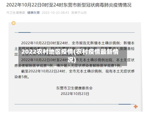 2022农村地区疫情(农村疫情最新情况)-第1张图片